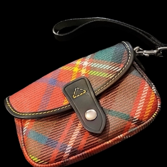 Dooney & Bourke Handbags - Dooney & Bourke Red and Green Tartan Plaid Wristlet
